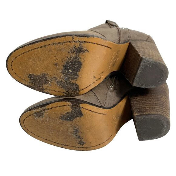 Coach Haven Studded Beige Leather Ankle Boots Heels Zipper Closure Size 7 - Picture 6 of 10